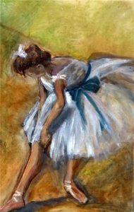 Degas ballerina con fiocco azzurro